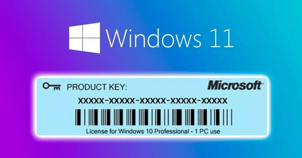 clave de producto de Windows 11 en la carcasa de la PC