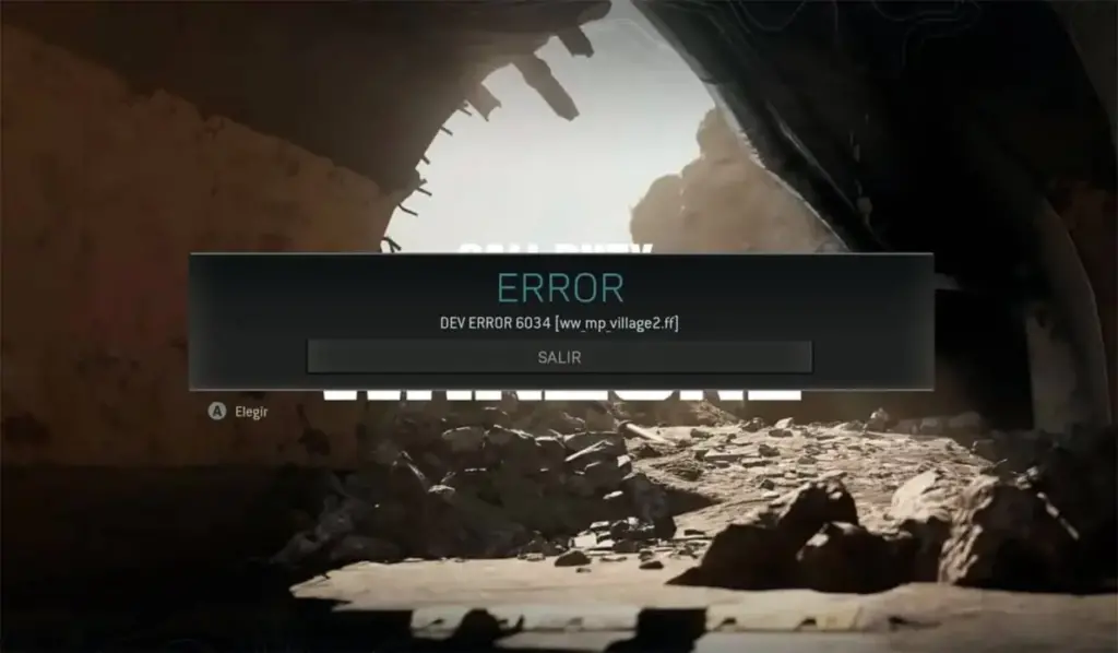 el error de desarrollo 6034